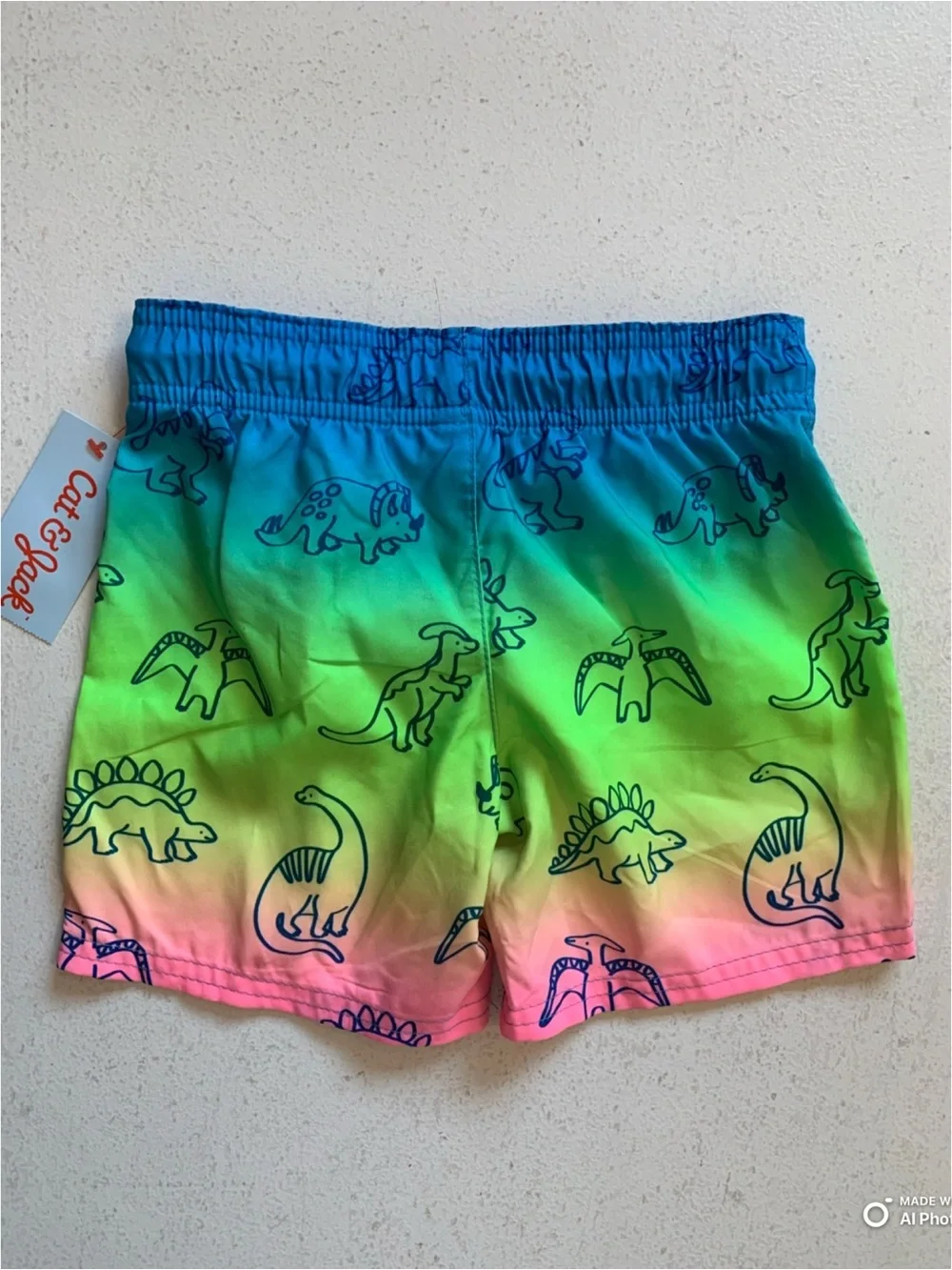 Cat & Jack Dinosaur Print Swim Trunks Swimsuit Boys Size 4T NWT Blue Green Pink
